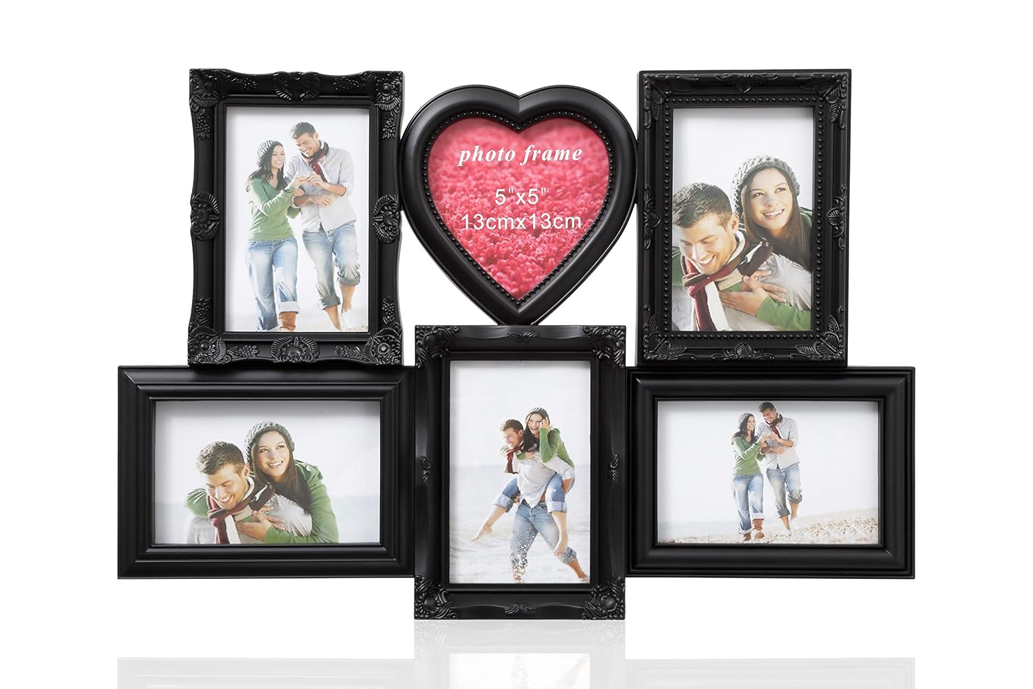 ARPAN Vintage Style 6x4'' Multi 6, Aperture Picture Photo Frame White