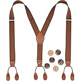 Mcvotcot Suspenders for Men Button End Adjustable Y-Back Elastic 47 Inches