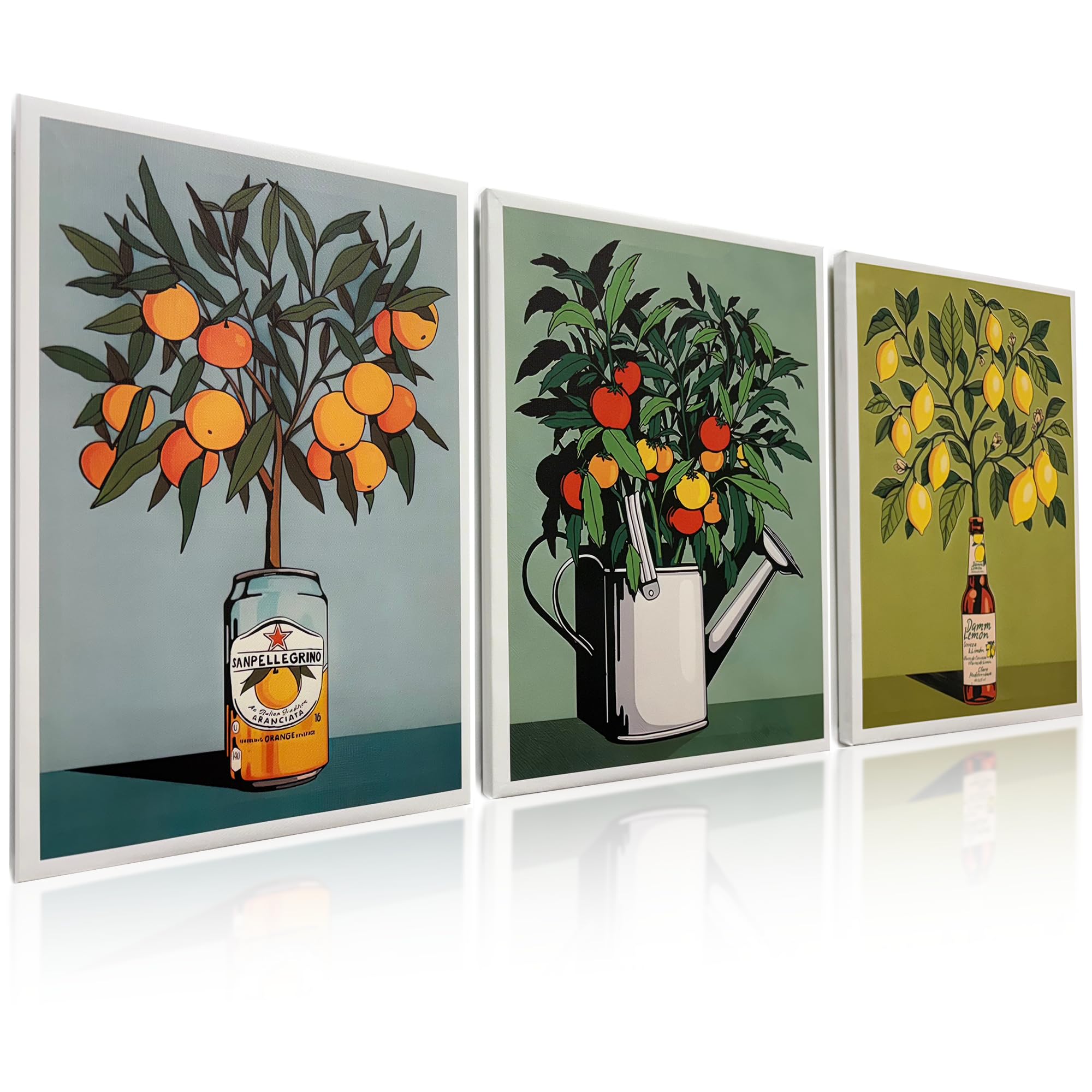Photo 1 of 3 Piece Canvas Wall Art for Kitchen Wall Decor, Vintage Italian Fruit Wall Art Kitchen, Orange Lemon Wall Canvas Art for Living Room, Dining Room, Bedroom, Office 12 x 16 Inch set of 3.
