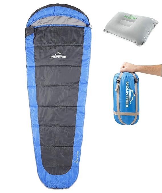 MOUNTREX® Schlafsack – Ultraleicht & Kompakt (850g) | Outdoor Sommerschlafsack - Mumienschlafsack (205x75cm) | Kleines Packma