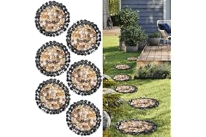 EYZH Garden Stepping Stones Outdoor,Pebble Stepping Stones for Garden Walkway,Decoration Polished River Rock for Yard, Pathway,Landscaping, 12 inch Round Decorative Stone Sheet Set 6pcs