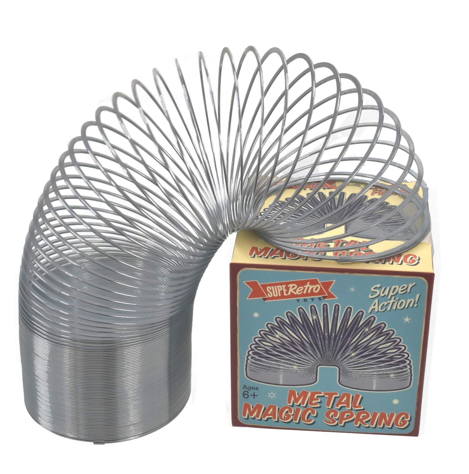 D.A.Y. Republic Metal Spring Coil Toy with 6.5 cm Diameter, Fidget Toy for Kids Adults, Sensory Toy for Autistic Children, Retro Theme, Silver, Large Size