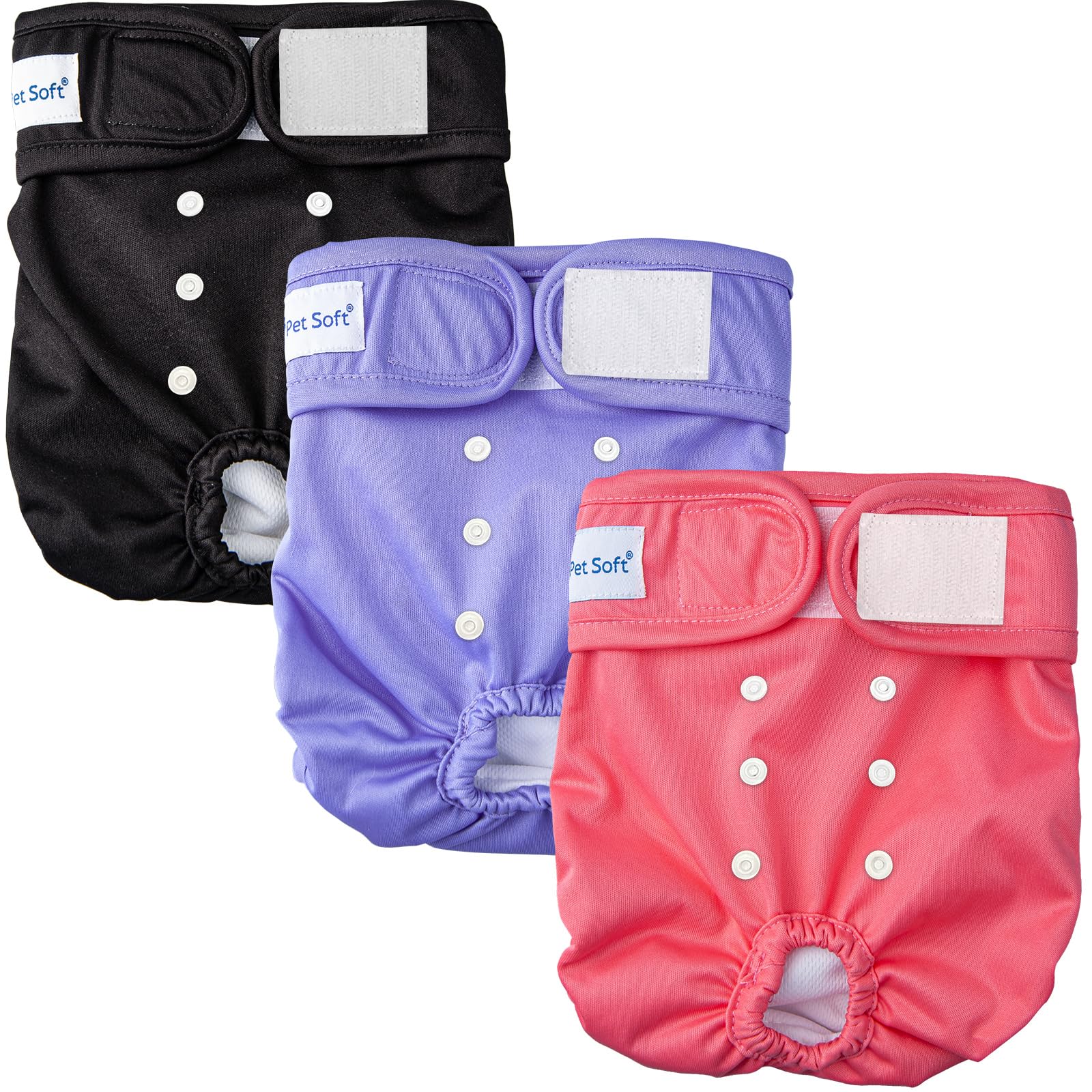 Pet Soft Dog Nappies Female, 3 Pack Dog Period Pants Xlarge with Leak-proof Waistband, Super Absorbent Washable Dog Diapers for Female Dogs in Heat, Season (Solid, XL)