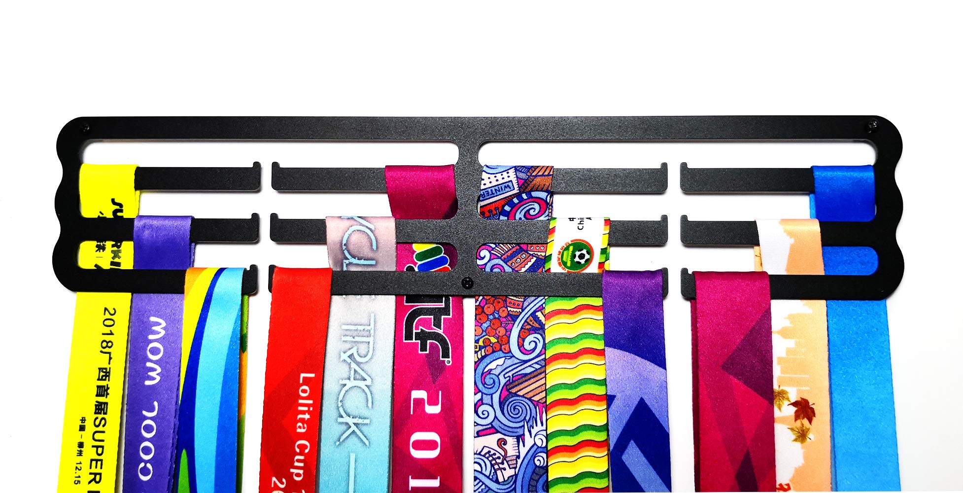 Qktxktzy Medal Hangers Awards Holder Medal Rack Medal Display Stand Black Steel Best Gifts for Sporting Honors (Black Blank Three Row)