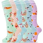 fenglaoda Compression Socks for Women Men Support Circulation 6 Pairs Socks For Nurse, Travel, Flight