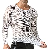 DTODWW Men's Mesh Shirts Fishnet Tank Top T-Shirts See Through Sexy Round Neck Sexy Muscle Crop Tee …