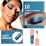 Oulac Liquid Glitter Eyeshadow Ocean Treasure Metallic Blue Vegan Eyeliner 6.8g view 2