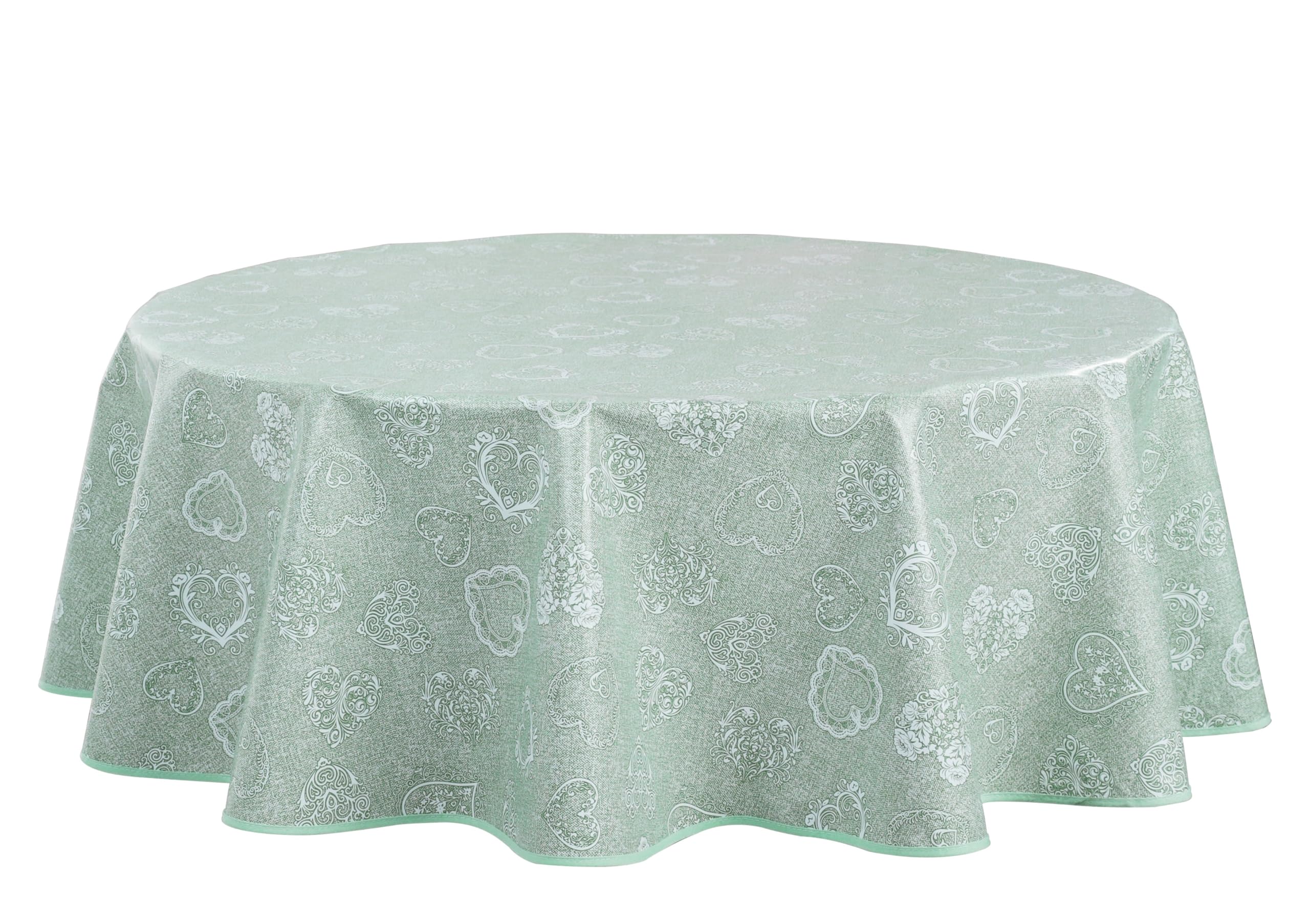 Home Direct Round Oilcloth PVC Wipe Clean Tablecloth Table Cover 140cm 55" Sage Green