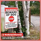 Photect Beware of the Dog Sign Tin Sign Red 7.9 x 11.8 Outdoor Gate view 7
