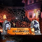 10FT Large Halloween Inflatable Decorations Skeleton Tombstone Banner, Build-in LED Lights Holiday Blow Up Yard Decoration for Halloween Holiday Party Outdoor，Garden Yard Lawn Decor