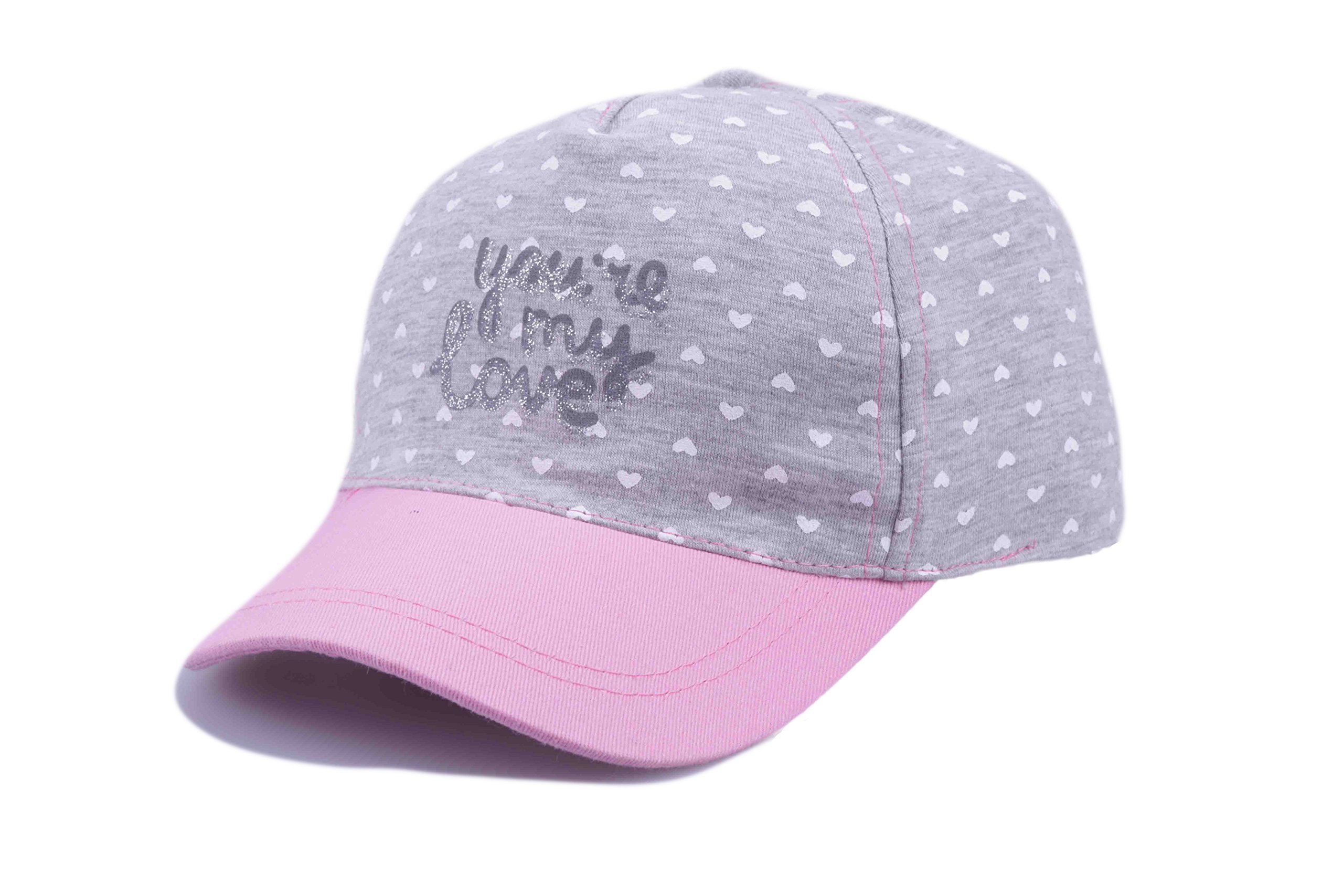 Bienzoe Girl's Cotton Heart Printed Baseball Adjustable Cap Sun Visors Flat Hat