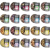 Tiesta Tea - Discovery Sampler Dry Flight Set, Loose Leaf, High to No Caffeine, Hot & Iced Up to 200 Cups, Tea Variety Pack with Green, Herbal, Black & Chai Brew, 20 Resealable Sample Pouches