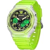 Gosasa Unisex Digital Sports Watch 5ATM Waterproof Tactical Analog-Digital Watch with Stopwatch, Alarm, LED Backlight, Transparent Strap – Military Style for Men & Women