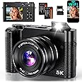 5K Digital Camera, 64MP Cameras for Photography with 6X Optical Zoom & Autofocus, WiFi Vlogging Camera for YouTube Video, Dual-Lens, 2 Batteries, 64GB Card & Flash, Best Cameras for Content Creators