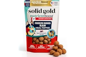 Solid Gold Freeze Dried Dog Food - W/Real Beef, Pumpkin & Superfoods - Freeze Dried Raw Dog Food Toppers for Picky Eaters to Serve as a Nutrient-Dense Meal Topper or High Protein Treats - 1.5oz