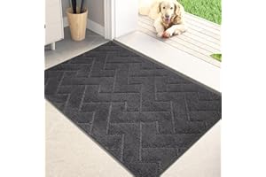 PURRUGS Dirt Trapper Door Mat 20" x 31.5", Non-Slip Machine Washable Entry Rug, Shoe Scraper, Dog Door Mat, Super Absorbent Welcome Mat for Front & Back Door, Muddy Wet Shoes & Paws, Charcoal