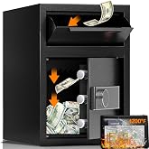 KAER 2.6 Cuft Drop Safe for Business Quick Place Safe with Cash Drop Slot | Fireproof Bag, Backlit Digital+Anti-Fishing, Alarm/Silent, Deposit Money Safe Box for Cash Slips, Small Business Office Home