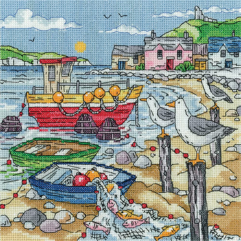 Heritage Crafts Cross Stitch Kit - Bay Watching by Karen Carter - Aida