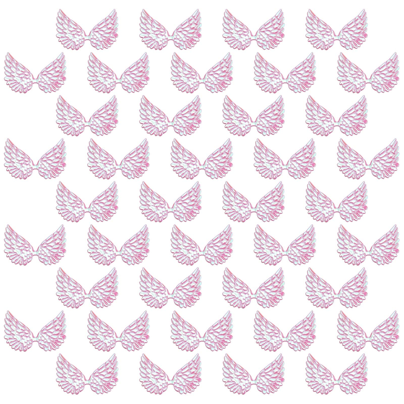 GORGECRAFT 40PCS 2.5 Inch Laser Angel Wings Fabric Embossed Wings Patches Applique Pink Mini Wings Crafts for DIY Sewing Craft Hair Accessories Decoration Shirts Jeans Clothing Ornament Supplies