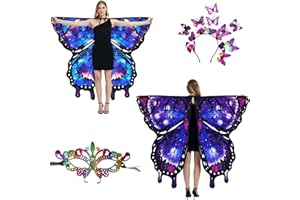 LYL. Ling Halloween costumes for women adult，Double-Sided Butterfly Wings，Butterfly Costume for Women，3PCS Fairy Wings Set.