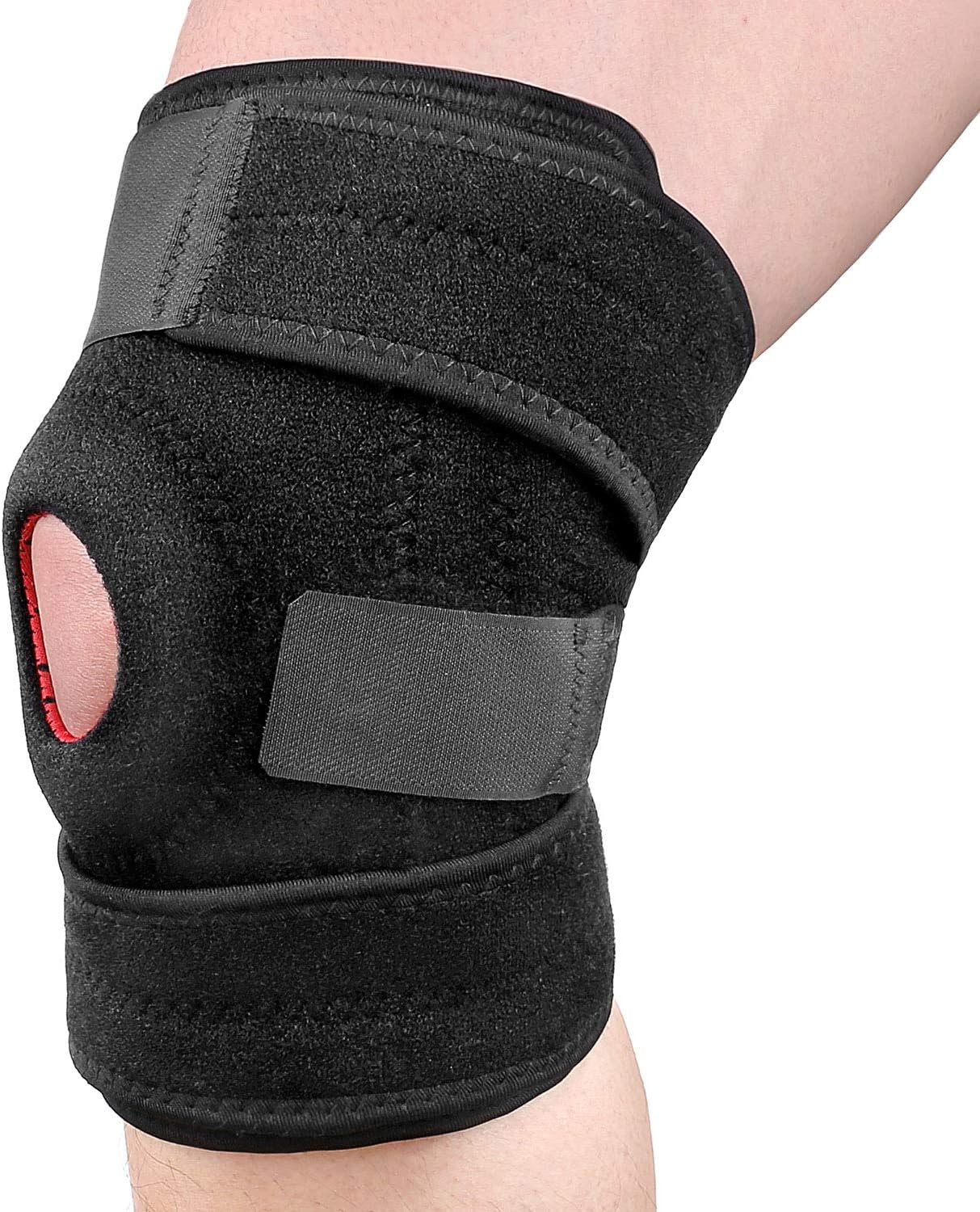 HOMPO Knee Support Brace with Open-Patella Stabilizer Non-Slip Breathable Sleeve Adjustable Strapsr for Walking Injury Recovery-Best for Meniscus Tear, Arthritis, ACL, MCL, Sports, Running, Basketball