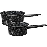 Granite Ware Saucepan Set, 1 Qt &amp; 2 Qt - Speckled Black, Set of 2 | Porcelain Surface &amp; Scratch-Resistant Non-Stick Pots for Sauces, Soups &amp; Everyday Cooking, Even Heat Distribution