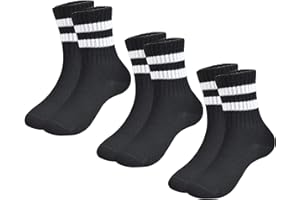 Boys Crew Socks Seamless Kids School Uniform Socks Girls Striped Breathable Cotton Quarter Sock 3 Pairs