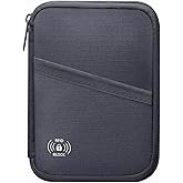 FIREDOG Passport Holder for Travel,RFID Blocking Passport Holder & Travel Wallet for Men and Women - Secure Organizer Multiple Card Slots, Holds Passports, Cards, Tickets, ID, Cash Holder(Grey)
