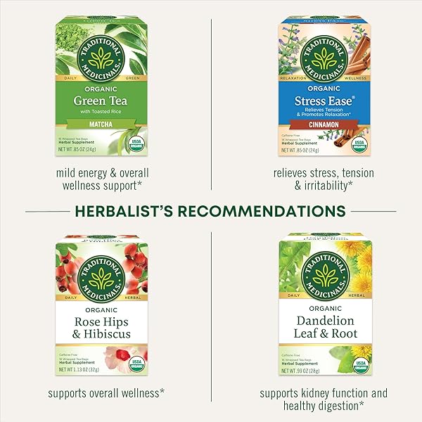 TRADITIONAL MEDICINALS TEA, ORGANIC HAWTHORN & HIBISCUS – PROMOTES HEART HEALTH – KOSHER, NON-GMO, CAFFEINE-FREE – 16 TEA BAGS