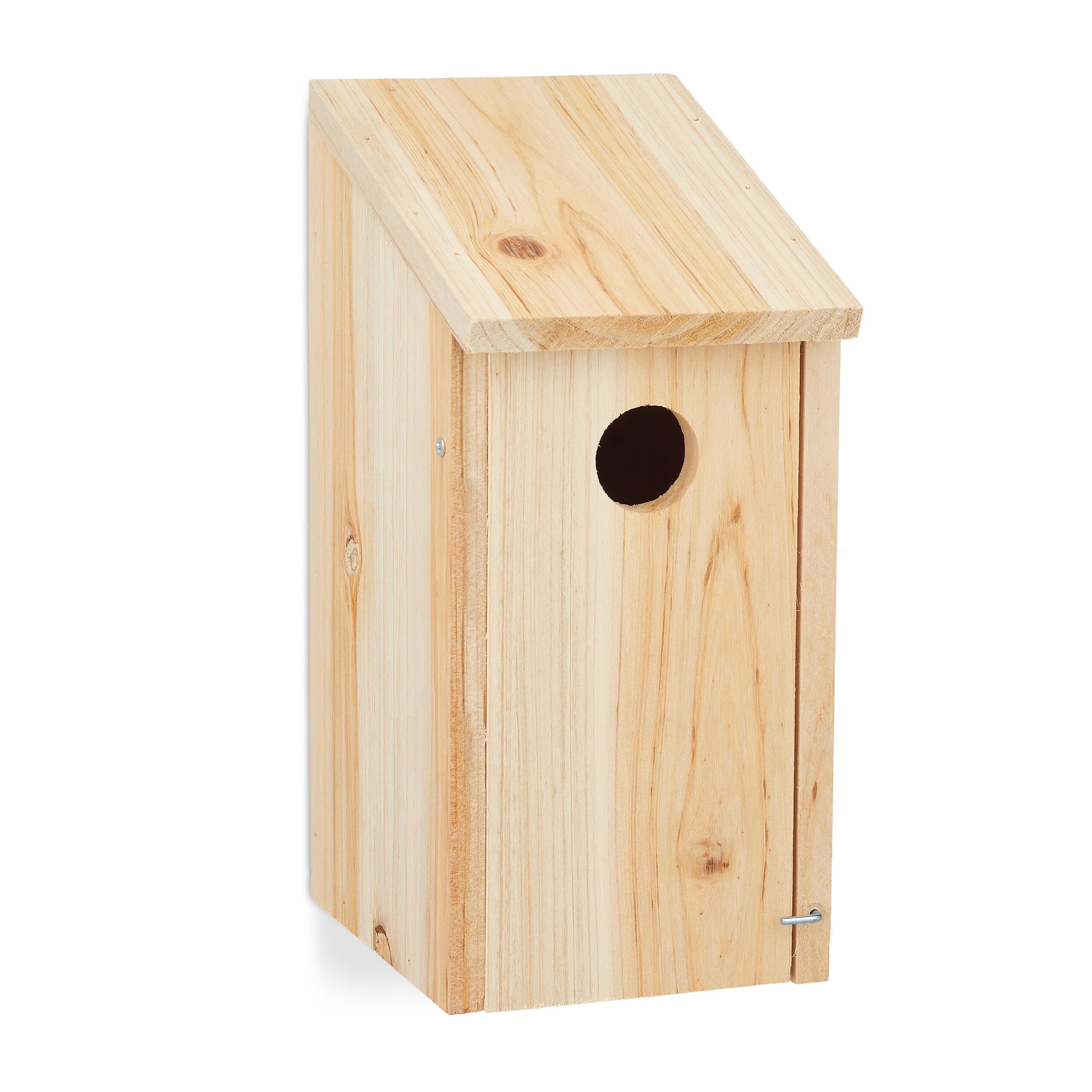 Relaxdays Nesting Box, Hanging Birdhouse, Untreated Wood, Opening Ø 3.2 cm, 26 x 12 x 14.5 cm, Natural