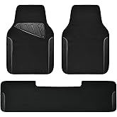 CAR PASS Waterproof Universal Faux Leather 3Pcs Car Floor Mats, Black Car Mats Fit for SUV,Vans,sedans, Trucks,Set of Vehicles Car Carpet with Driver Heel Pad and Anti-Slip Nibs Backing (Black 3Pcs)