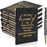 Kosiz 20 Pcs/ 10sets Employees Appreciation Gift Bulk Inspirational A5 Leather Notebooks Journal with Motivational Ballpoint Pens for Social Worker Coworker Staff Teacher Nurse Gifts (Black)