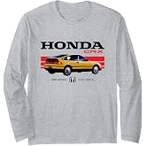 Honda CR-X 1989 Racing Stripe Retro Civic Black Logo Long Sleeve T-Shirt