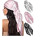 AWAYTR 35” Large Square Satin Head Scarf - 3Pcs Satin Hair Scarves Silk Bandana Scarf Headscarf Silk Feeling Scarf for Women