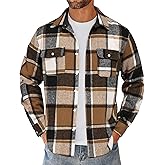 COOFANDY Men's Flannel Shirts Long Sleeve Cotton Plaid Shirt Jacket Casual Button Down Shirt with Pockets