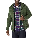 Amazon Essentials Men's Lightweight Water-Resistant Packable Hooded Puffer Jacket