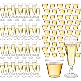 Potchen 160 Pack Champagne Flute and Clear Plastic Cup, 60 Pcs 5 oz Champagne Wine Glasses Disposable 100 Pcs 9 oz Hard Drinking Cups Bulk for Engagement Birthday New Years Eve Party