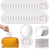 Yalikop 30 Pcs Pink Bow Coquette Compact Mirrors Bible Verse Mini Round Pocket Compact Mirrors Gifts Bulk for Womens Day Easter Christian Church Party Favors Gifts