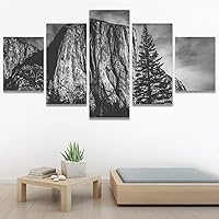 SIGNWIN 5 Panel Canvas Wall Art Monochromatic Mountains for Home Decorations Ready to Hang - 60