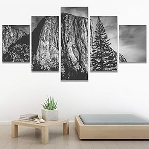 SIGNWIN 5 Panel Canvas Wall Art Monochromatic Mountains...