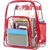 K-Cliffs Large Transparent Backpack Clear Heavy Duty School Bag Durable Student Bookbag See Through Vinyl Daypack Workbag