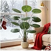 TXABL Artificial Palm Tree Faux Fan Palm Tree, 5FT Tall Tropical Areca Floor Plant in Pot Indoor and Outdoor Round Leaves Fake Plant for Home Bathroom Porch Outside Patio Decor