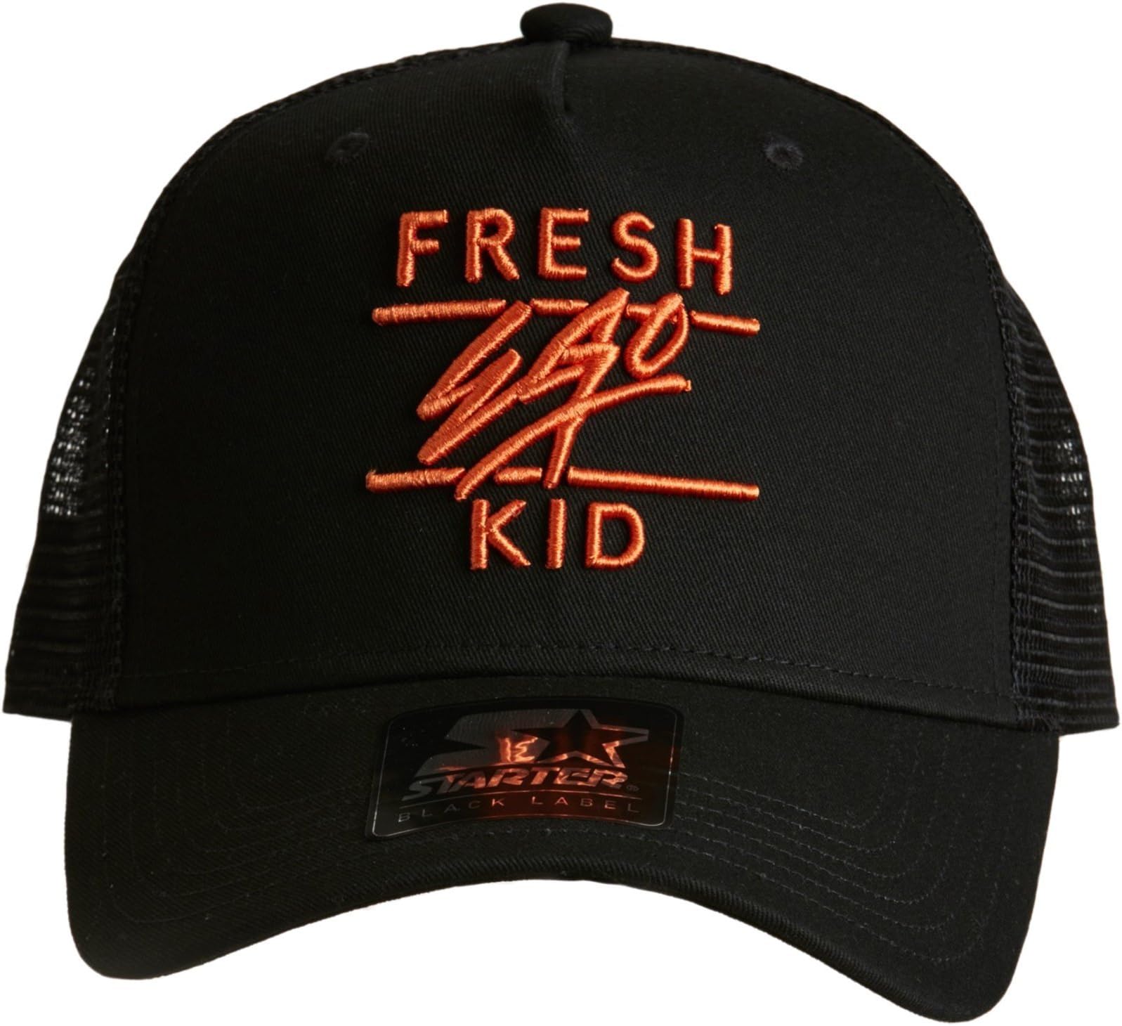 Fresh Ego Kid Mesh Trucker Snapback Baseball Cap Black/Orange
