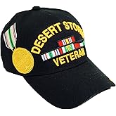 U.S. Military Official Licensed Embroidery Hat Army Navy Veteran Baseball Cap (Desert Storm Veteran Style 01-Black)