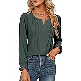 Blooming Jelly Womens Tops Dressy Casual Long Sleeve Shirts V Neck Chiffon Blouses Fall Outfits for Women 2025