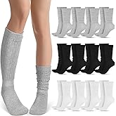 Geyoga 12 Pairs Slouch Socks Bulk Women Thigh High Boot Stockings Soft Scrunch Socks Warm Thick Knit Women Long Stockings