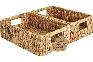 StorageWorks Wicker Storage Basket for Organizing, Small Woven Seagrass Storage Baskets with Built-in Handles, Bathroom Baske