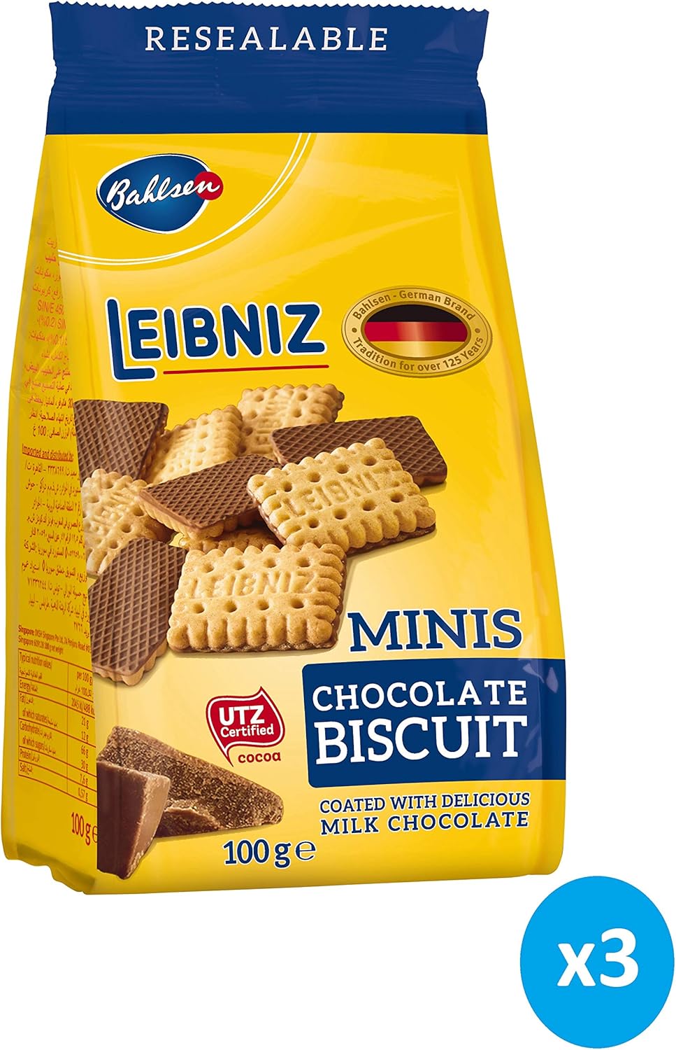 Bahlsen Leibniz Chocolate Biscuits Minis 100 grams Pack of 3 Pieces