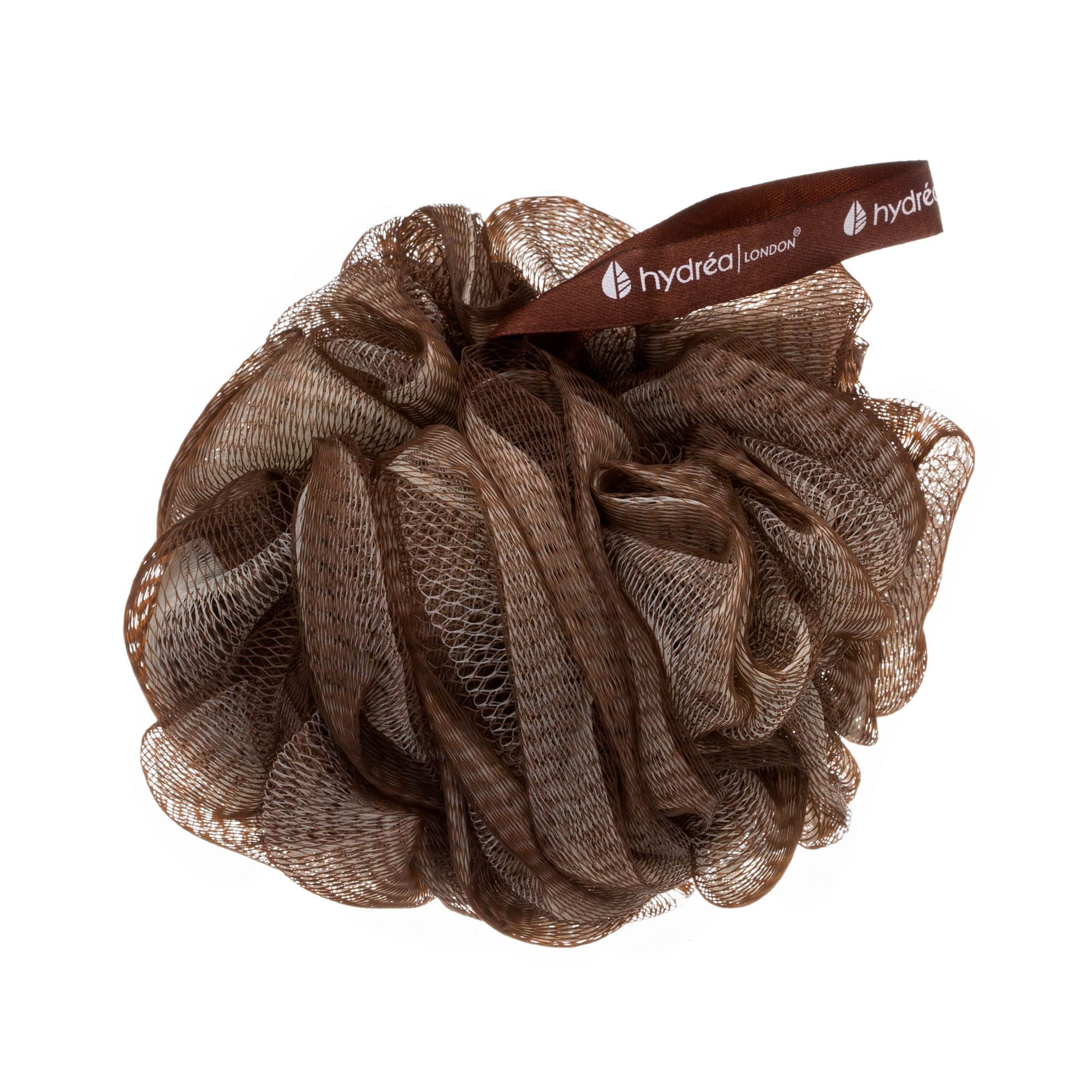 Hydrea London Shower Pouf, Bath Loofah, Mesh Sponge, Exfoliating Bath Scrunchie, Large Shower Puff Scrub, Body Cleansing Shower Puff for Men & Women - Chocolate & Cream
