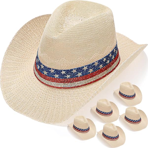 USA Straw American Flag Cowboy Hat for Men, Women, Looks  display picture 3